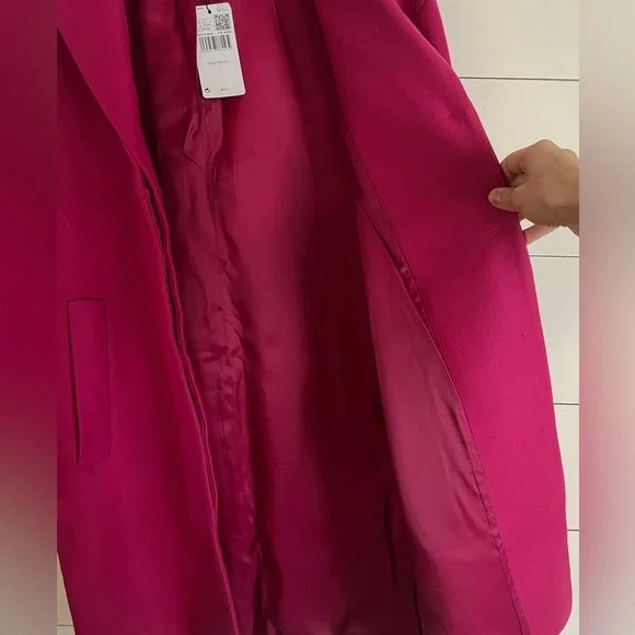 NWT Mango Hot Pink Unstructured Wool-blend Coat - Picture 8 of 11